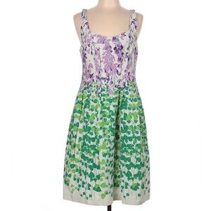 Maeve by Anthropologie | Floral Green and Purple Dress